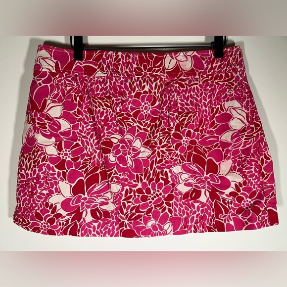 Vintage 90s Lilly Pulitzer pink white floral corduroy mini skirt sz 8 preppy - Picture 2 of 8